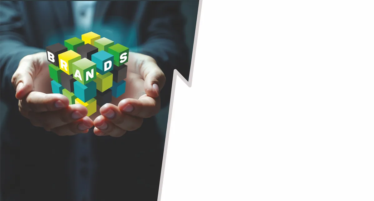 Brands — hands holding colourful building blocks